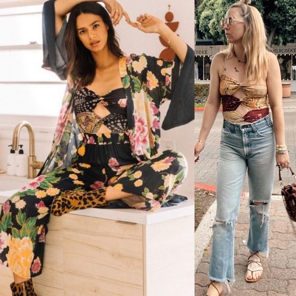 Rare Novella Royale Etta Tank Midnight Haze M Moon Stars Camisole Floral cut out - Picture 9 of 16